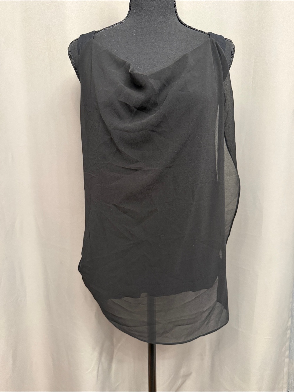 ANTONIO MELANI Black Draped Chiffon Camisole
